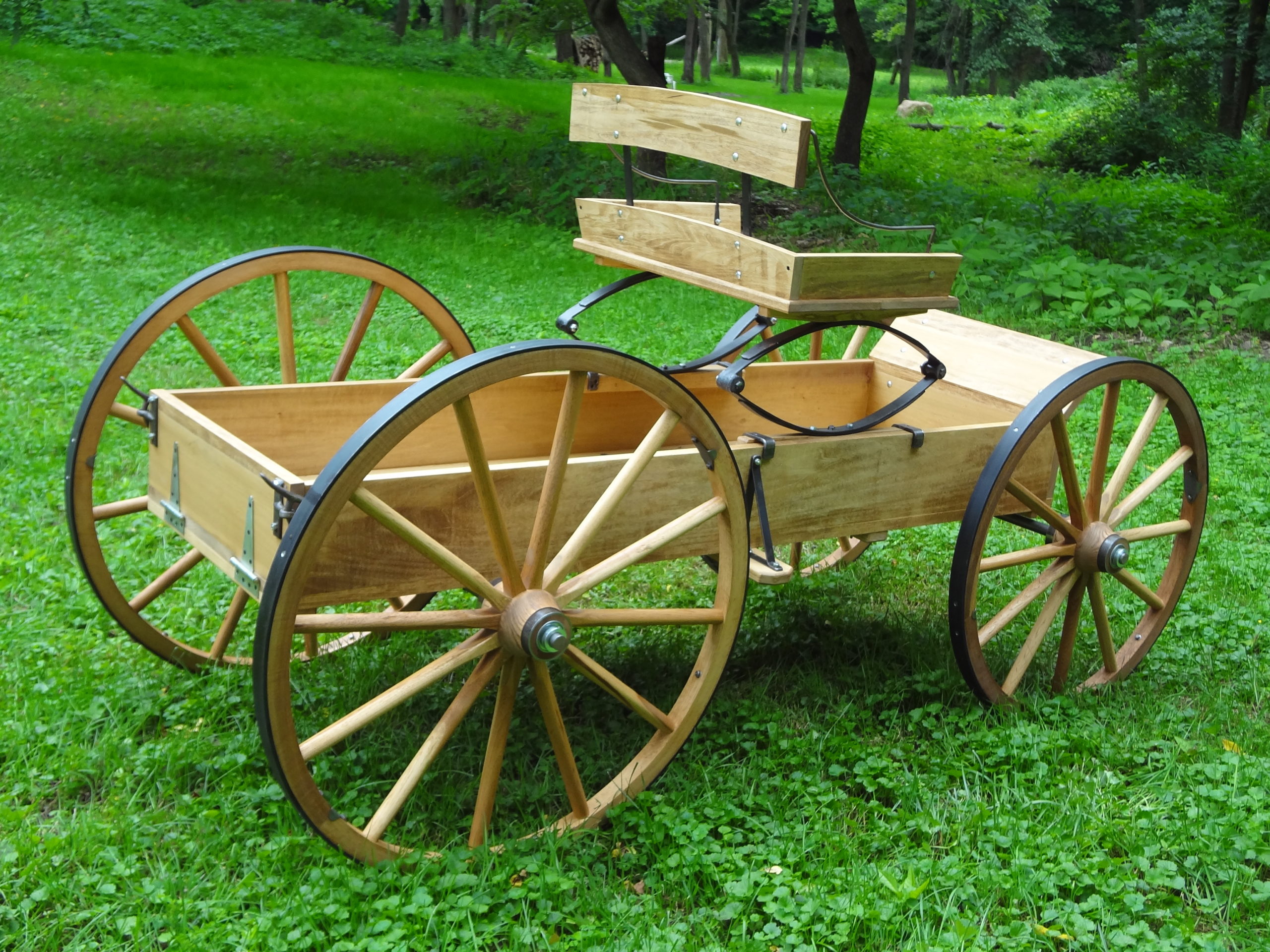 Wooden wagon with large wagon wheels