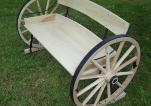 Natural Wagon Wheel Bench